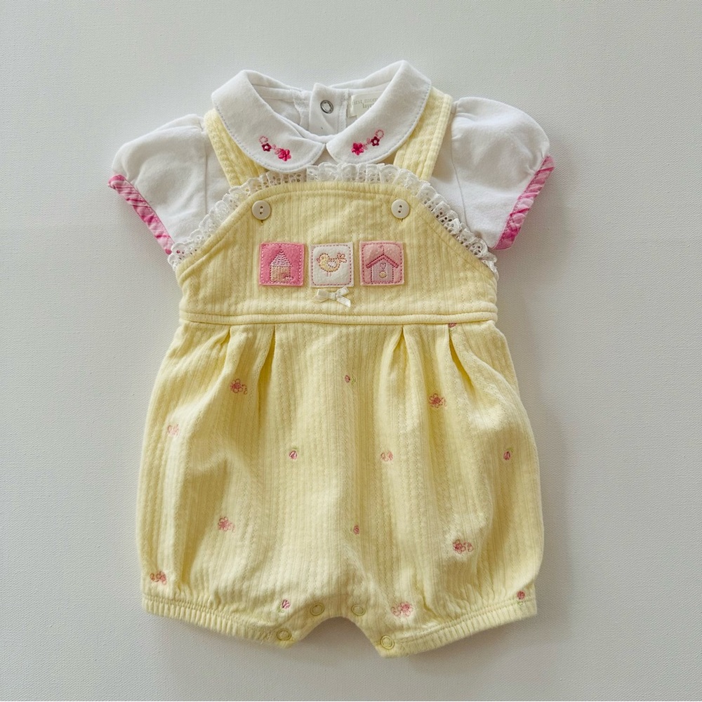 Vintage First Moments 3-6 Months Baby Girl Shortalls Set Outfit Spring Easter